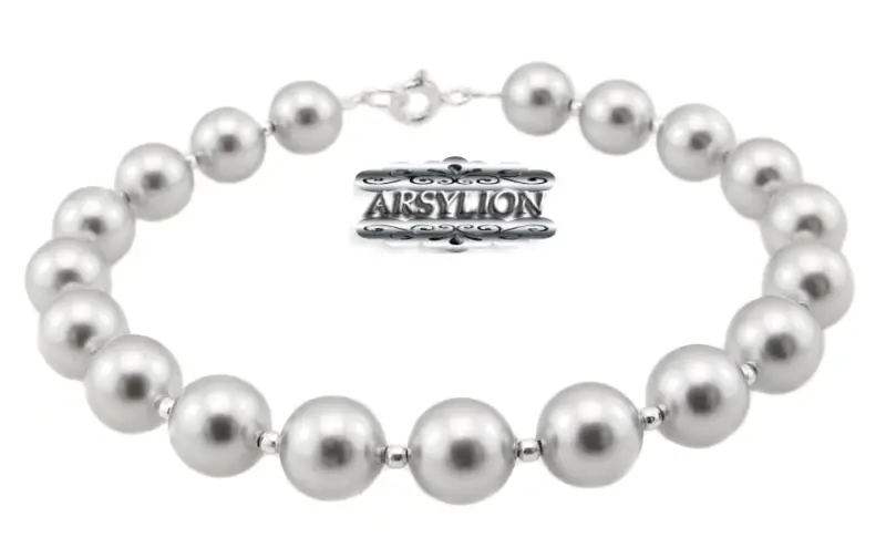 Bransoletka perła  Swarovski Elements Light Grey