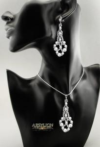 Komplet perła Swarovski Elements White