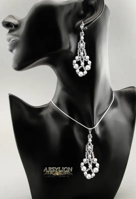 Komplet perła Swarovski Elements White