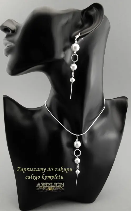 Komplet perła Swarovski Elements White