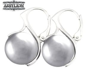 Kolczyki perła kryształ Swarovski Elements Light Grey