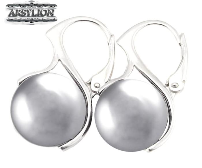 Kolczyki perła kryształ Swarovski Elements Light Grey