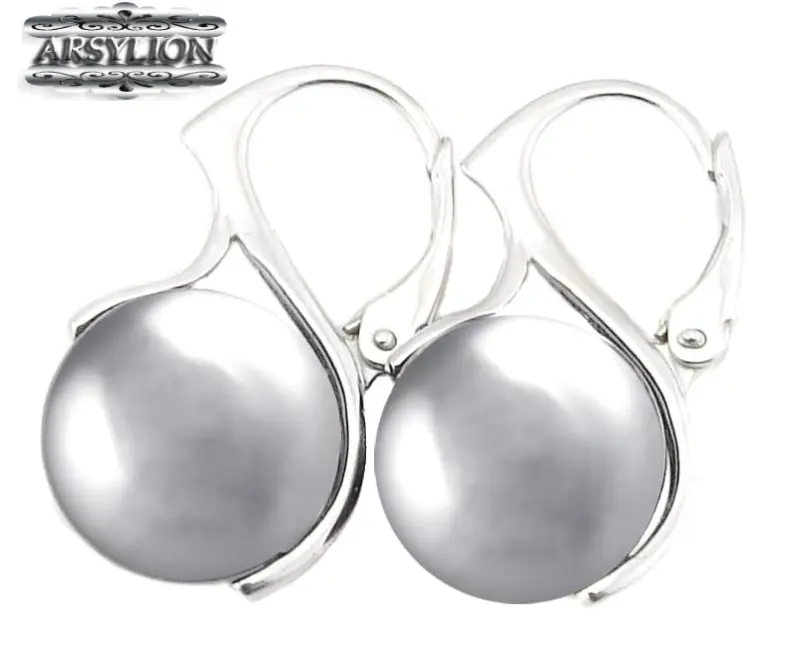 Kolczyki perła kryształ Swarovski Elements Light Grey