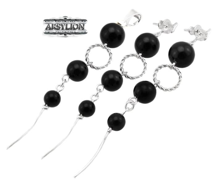 Komplet perła Swarovski Elements Mystic Black