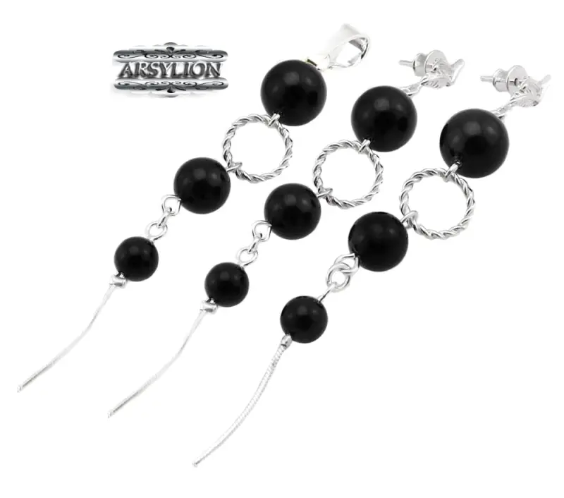 Komplet perła Swarovski Elements Mystic Black