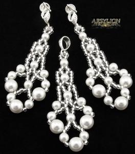 Komplet perła Swarovski Elements White