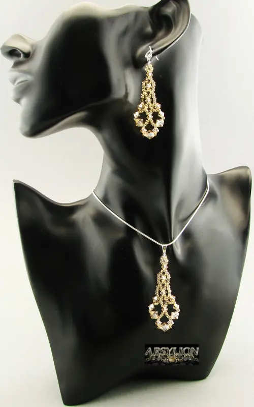 Komplet kryształ Swarovski Elements Golden Shadow