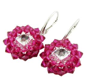 ARSYLION kolczyki z kryształkami Fuchsia rivoli Crystal Comet Argent Light 44