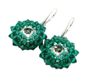ARSYLION kolczyki z kryształkami Emerald rivoli Crystal Comet Argent Light 934