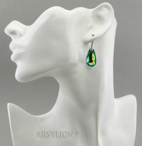 kolorowe kolczyki z kryształkami crystal vitrail bluegreen teardrop