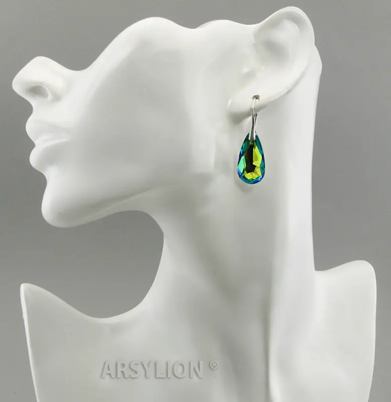 kolorowe kolczyki z kryształkami crystal vitrail bluegreen teardrop