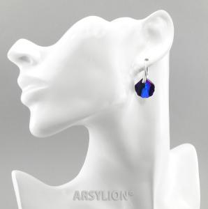 srebrne kolczyki muszelki shell kolor crystal violet