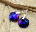 srebrne kolczyki muszelki shell kolor crystal violet