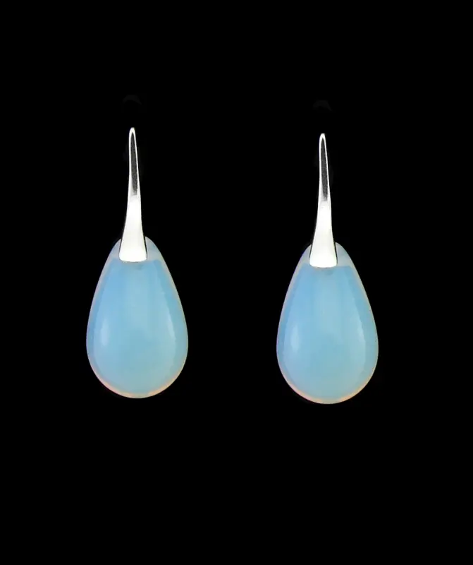 srebrne kolczyki opal krople