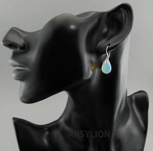 srebrne kolczyki opal krople