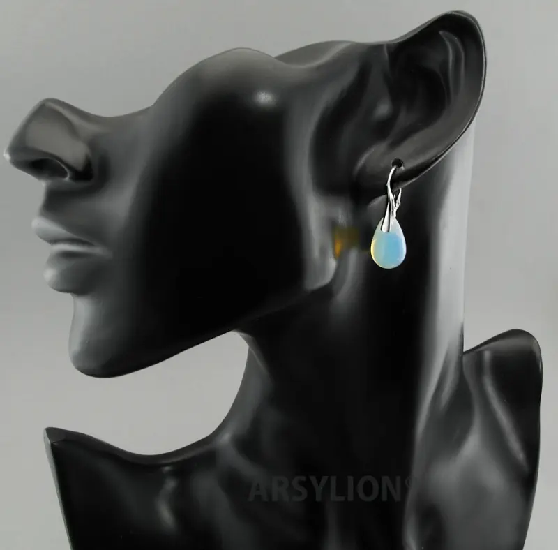 srebrne kolczyki opal krople