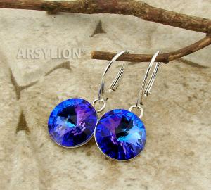 srebrne kolczyki rivoli 14mm heliotrope