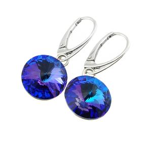 ARSYLION srebrne kolczyki z kryształkami heliotrope 14mm rivoli 1298