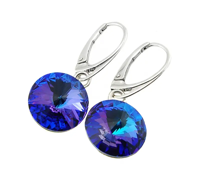srebrne kolczyki rivoli 14mm heliotrope
