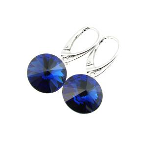 srebrne kolczyki rivoli 14mm Crystal Reinvented Dark Sapphire