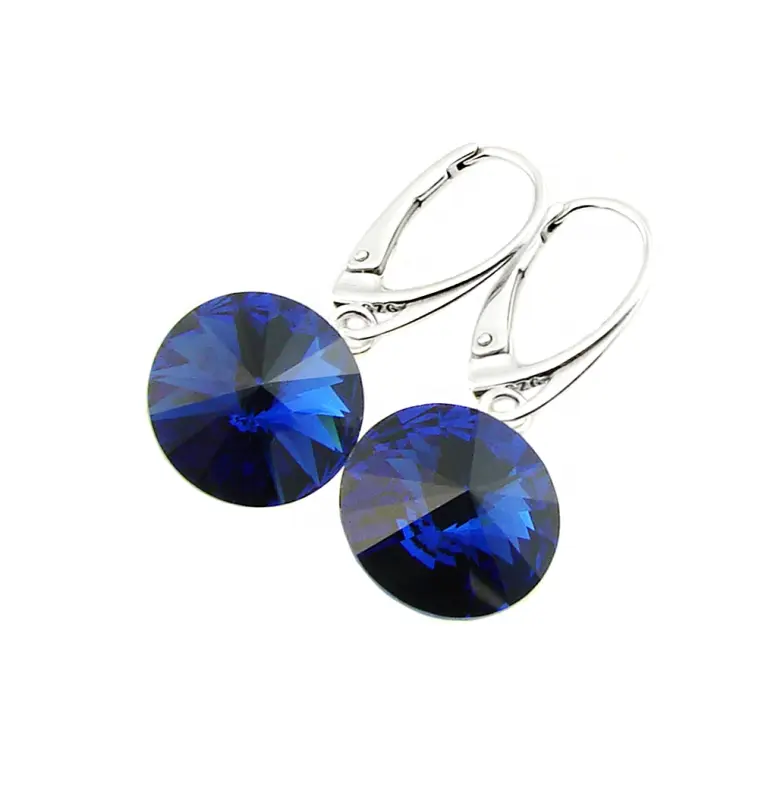 srebrne kolczyki rivoli 14mm Crystal Reinvented Dark Sapphire