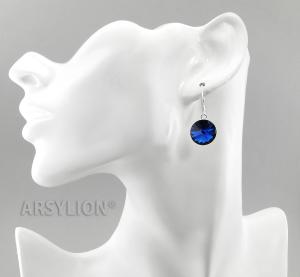 srebrne kolczyki rivoli 14mm Crystal Reinvented Dark Sapphire