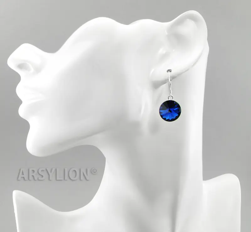srebrne kolczyki rivoli 14mm Crystal Reinvented Dark Sapphire