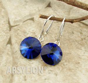 srebrne kolczyki rivoli 14mm Crystal Reinvented Dark Sapphire
