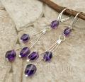 srebrne długie fioletowe kolczyki ametystowy kwarc na łańcuszkach cardano