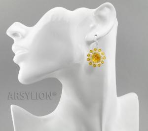 srebrne topazowe kolczyki z oryginalnymi kryształkami topaz rivoli i crystal bicone