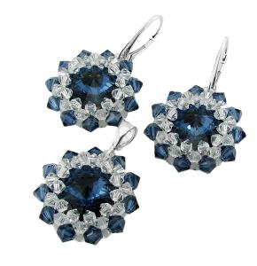 ARSYLION srebrny komplet z kryształkami Montana rivoli Crystal bicone 751