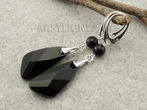 czarne kolczyki z oryginalnymi kryształkami jet wing i kryształowymi perełkami mystic black.
