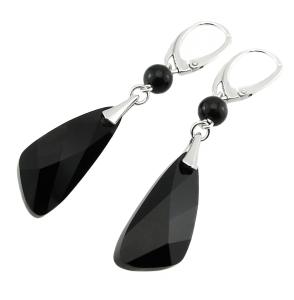 czarne kolczyki z oryginalnymi kryształkami jet wing i kryształowymi perełkami mystic black.