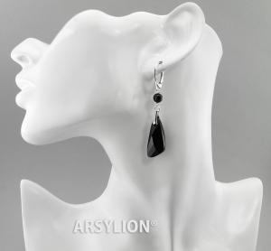 czarne kolczyki z oryginalnymi kryształkami jet wing i kryształowymi perełkami mystic black.