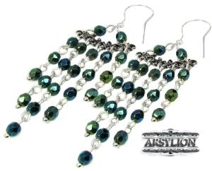  ARSYLION zielono niebieskie kolczyki Iris Green 889