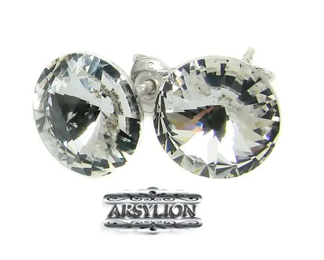 Kolczyki z kryształ Swarovski Elements Crystal F 12mm srebro rivoli