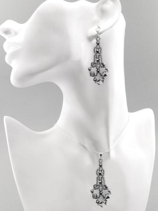 Komplet kryształ Swarovski Elements Silver Night
