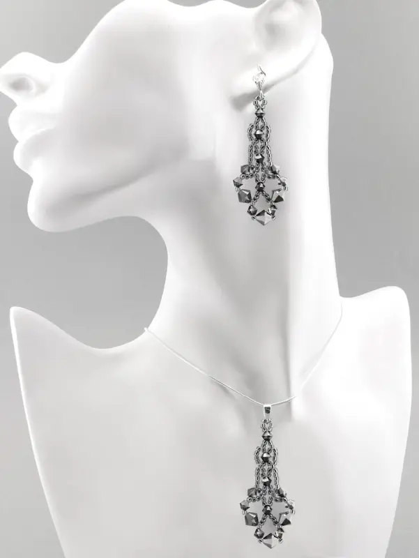 Komplet kryształ Swarovski Elements Silver Night