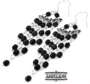 ARSYLION czarne orientalne jet kolczyki długie 187