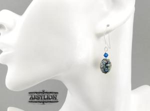 Kolczyki masa perłowa kryształek Swarovski Capri Blue