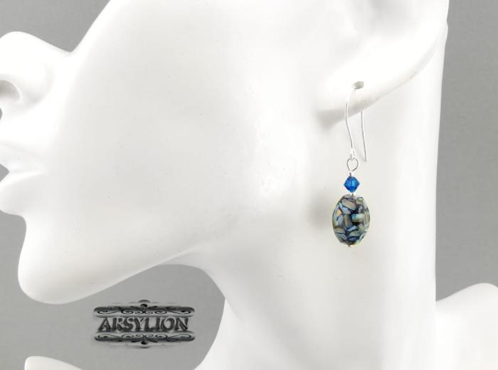Kolczyki masa perłowa kryształek Swarovski Capri Blue
