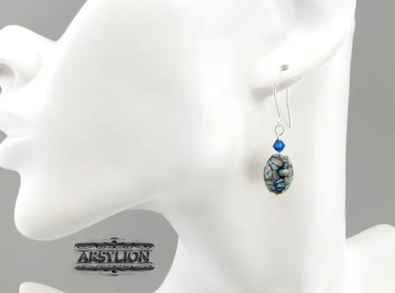 Kolczyki masa perłowa kryształek Swarovski Capri Blue