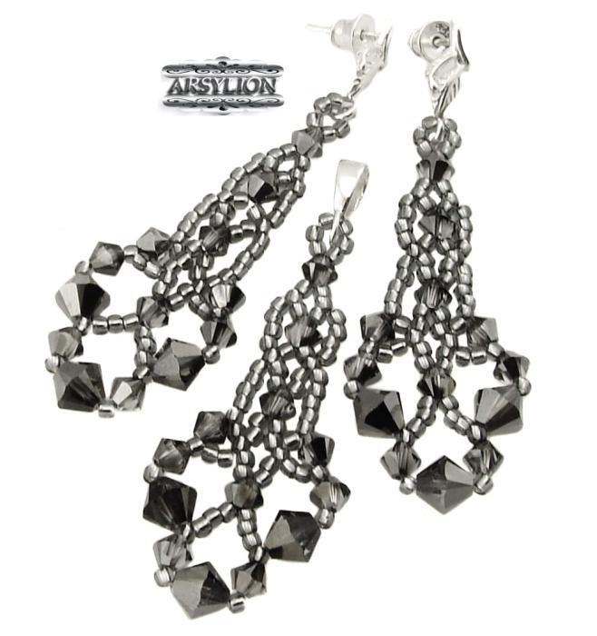 Komplet kryształ Swarovski Elements Silver Night