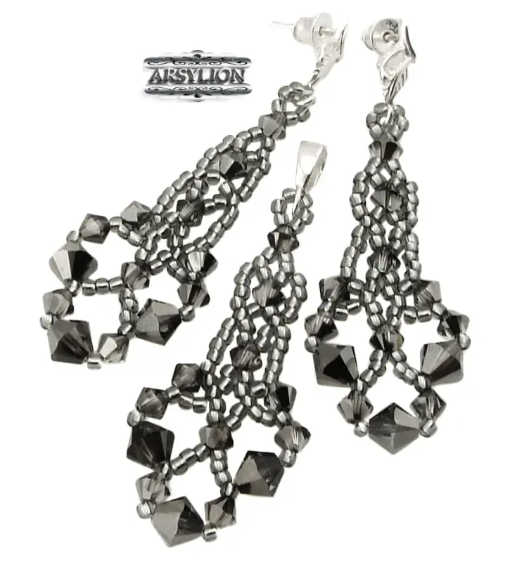 Komplet kryształ Swarovski Elements Silver Night