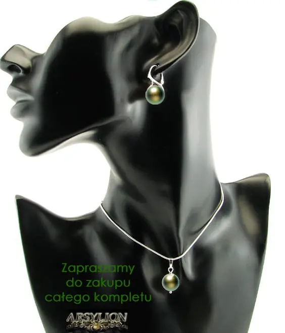 Komplet perła Swarovski Elements Pearlescent Green