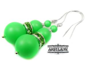 kolczyki perła Swarovski Elements Neon Green