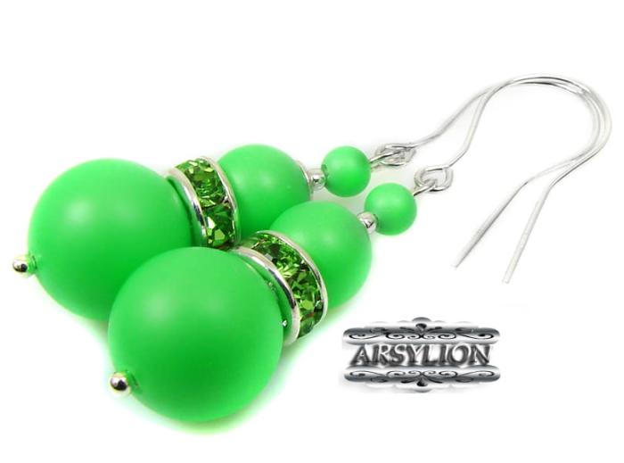 kolczyki perła Swarovski Elements Neon Green