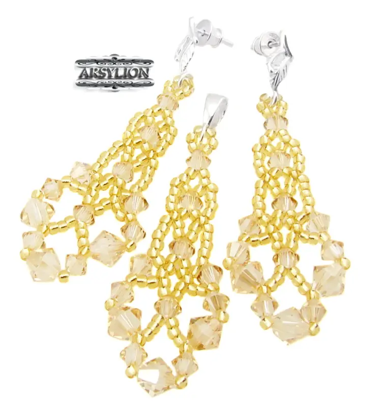 Komplet kryształ Swarovski Elements Golden Shadow