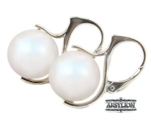 Kolczyki perła kryształ Swarovski Elements Pearlescent White