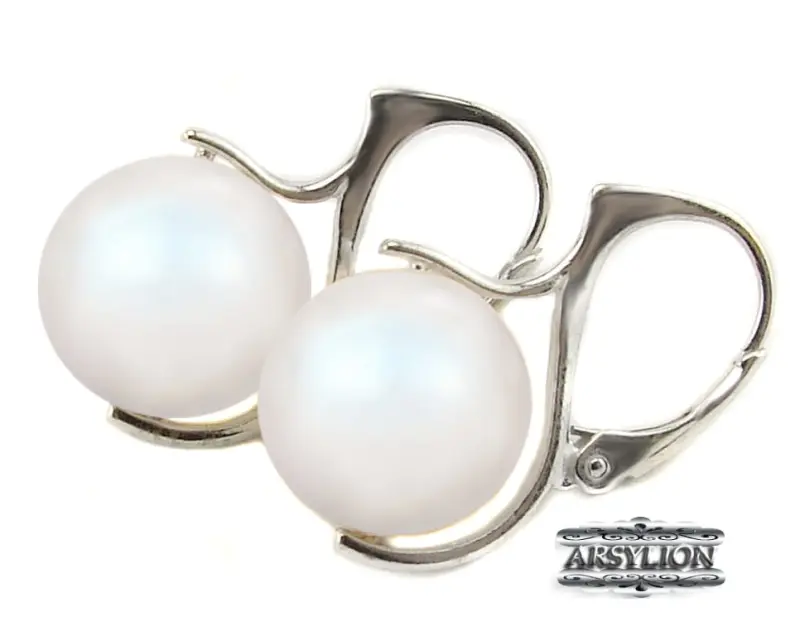 Kolczyki perła kryształ Swarovski Elements Pearlescent White